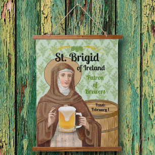 De H. Brigid van Ierland en haar biervat Hangend Wandkleed