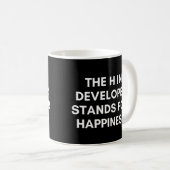 De H in Developer staat voor Happiness Funny Koffiemok (Voorkant rechts)