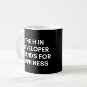 De H in Developer staat voor Happiness Funny Koffiemok (Voorkant links)