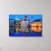 De Haagse skyline bij blue hour canvas print (Voorkant)