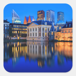 De Haagse skyline bij blue hour sticker