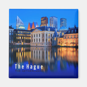 De Haagse skyline bij blue hour tekstmagneet Magneet