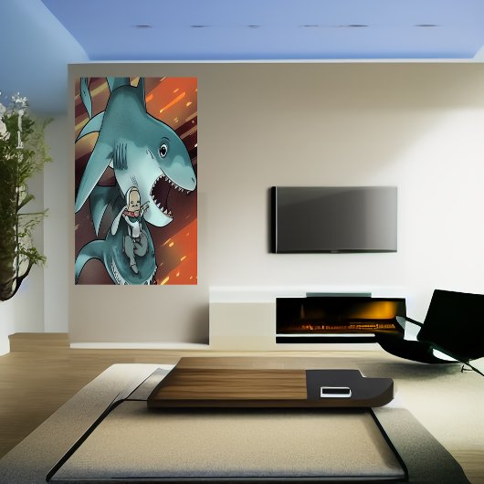 De haai en het man | AI Art Poster