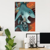 De haai en het man | AI Art Poster (Thuiskantoor)
