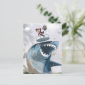 De haai in het park (origineel kunstwerk) briefkaart (Staand voorkant)