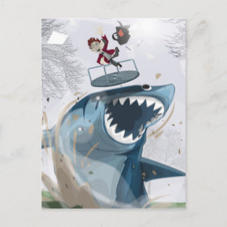 De haai in het park (origineel kunstwerk) briefkaart