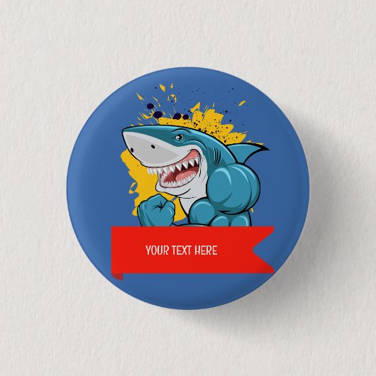 DE HAAI RONDE BUTTON 3,2 CM (Voorkant)