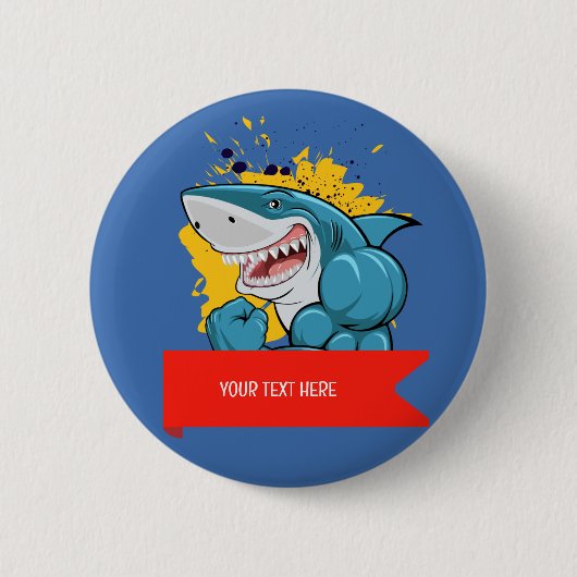 DE HAAI RONDE BUTTON 5,7 CM (Voorkant)