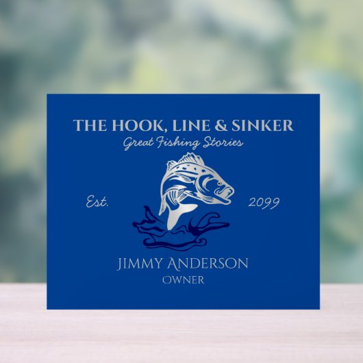 De haaklijn & het teken van de zinkerbar visser ac acryl bord (Neutraal)