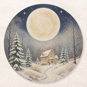 De Haard van Winter's Gloed Ronde Kartonnen Onderzetter