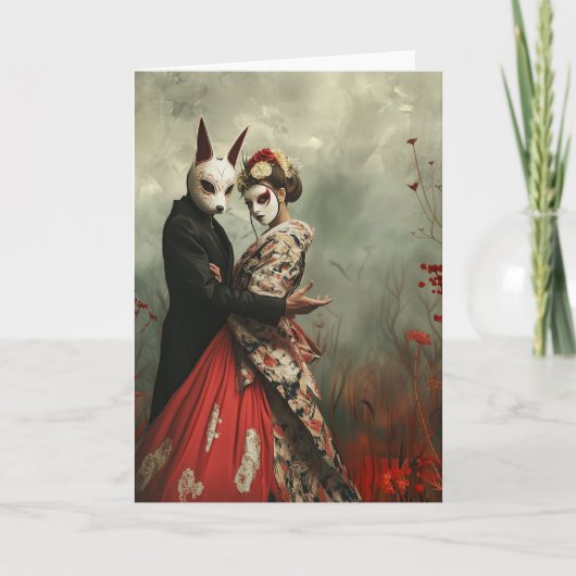 De haas en de geisha | Surrealistische Japanse kun Kaart (Voorkant)