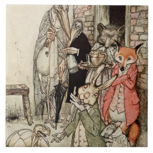 “De haas en de schildpad” door Arthur Rackham Tegeltje