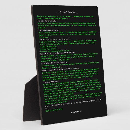 De Hacker's Manifesto Fotoplaat (Zijkant)