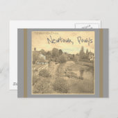 De Hafren Severn in Newtown, Powys Sepia Briefkaart (Voorkant / Achterkant)