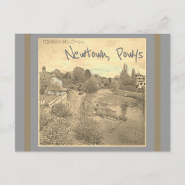 De Hafren Severn in Newtown, Powys Sepia Briefkaart