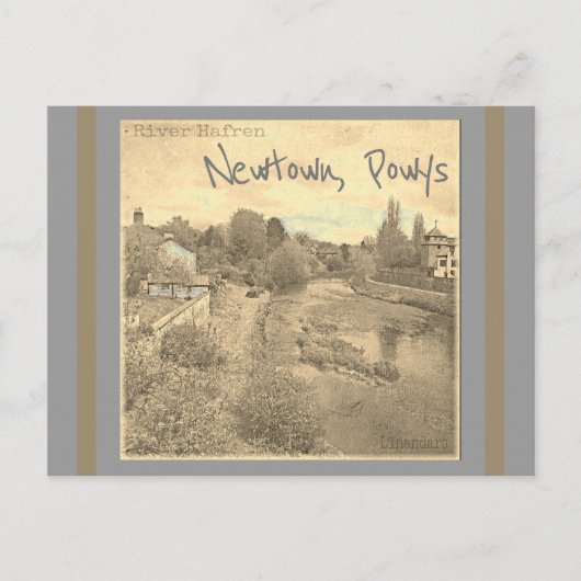 De Hafren Severn in Newtown, Powys Sepia Briefkaart (Voorkant)