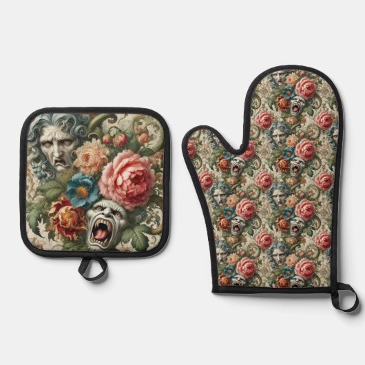 De Hag & de Howl - Gotisch Victoriaans Ovenwant & Pannenlap Set (Voorkant)