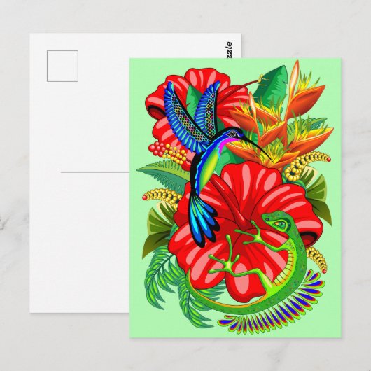 De hagedis en de vogel briefkaart (Voorkant / Achterkant)