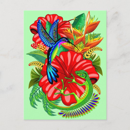 De hagedis en de vogel briefkaart (Voorkant)