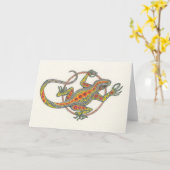 De Hagedis Notecard van "dame Luck" Kaart (Gele Bloem)