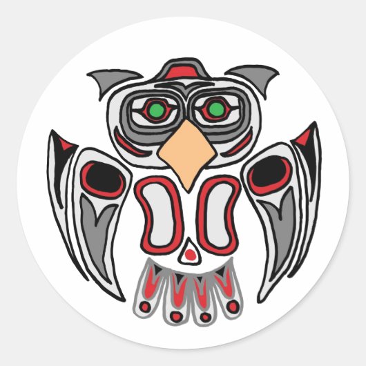 De Haida Owl Ronde Sticker (Voorkant)
