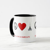 De Hairdresser Coffee-Mok - Vrede, Liefde, Surinam Mok (Voorkant links)