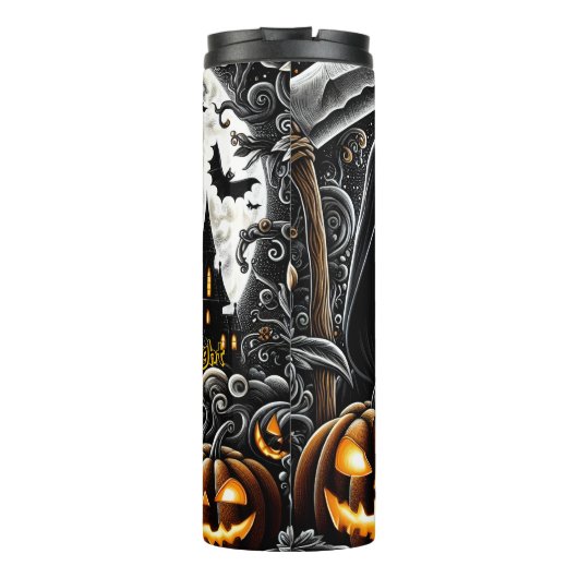 De Halloween-avond van Grim Reaper Thermosbeker (Achterkant)