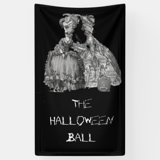 De halloween bal (zwart op zwart) spandoek (Verticaal)