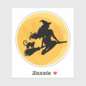De Halloween Heks en Cat Moon Sticker (Vel)