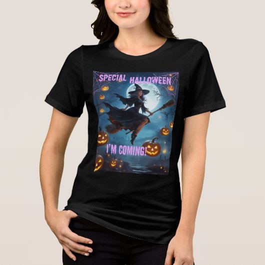 De Halloween Heks Tri-Blend Shirt (Voorkant)