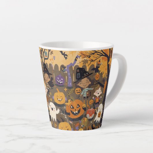 De halloween kinderfeest latte mok (Rechterhoek)
