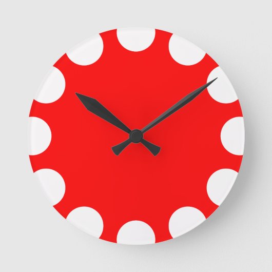 De Halve maan van de kleur - Wit met Rood Ronde Klok (Voorkant)