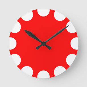 De Halve maan van de kleur - Wit met Rood Ronde Klok