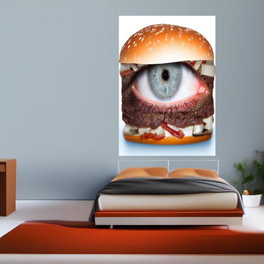 De hamburger kijkt naar jou | AI Art Poster