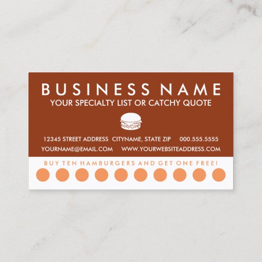 de hamburgerverbinding (aanpasbare kleur) visitekaartje (Achterkant)