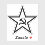 De hamer en sikkel ster (zwart) sticker (Vel)