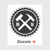 De Hamer Logo van de geoloog met uw Initialen op a Sticker (Vel)