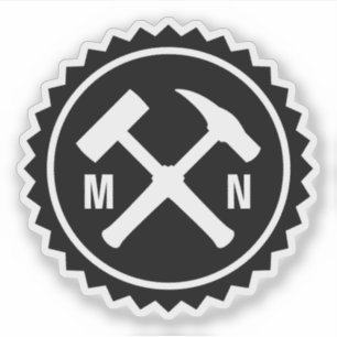 De Hamer Logo van de geoloog met uw Initialen op a Sticker