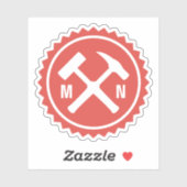 De Hamer Logo van de geoloog met uw Initialen op a Sticker (Vel)