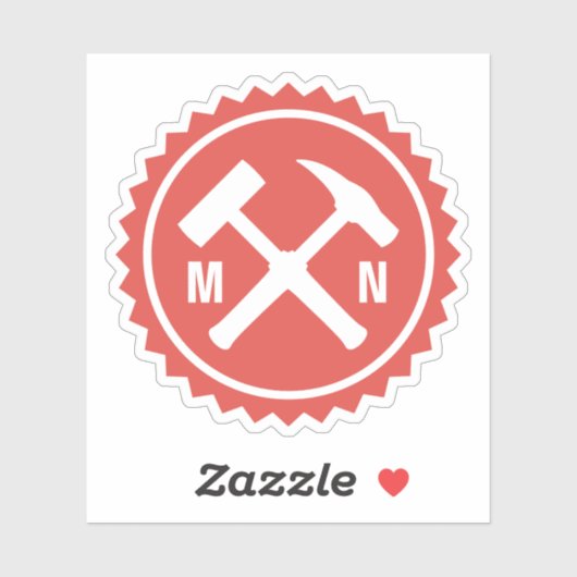 De Hamer Logo van de geoloog met uw Initialen op a Sticker (Vel)