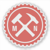 De Hamer Logo van de geoloog met uw Initialen op a Sticker (Voorkant)