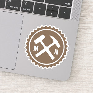 De Hamer Logo van de geoloog met uw Initialen op a Sticker