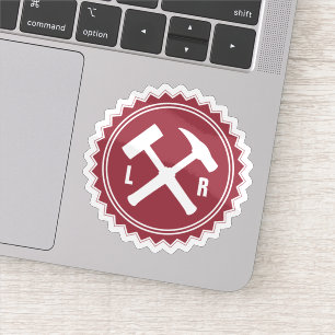 De Hamer Logo van de geoloog met uw Initialen op a Sticker