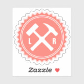 De Hamer Logo van de geoloog met uw Initialen op a Sticker (Vel)