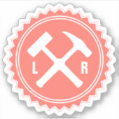 De Hamer Logo van de geoloog met uw Initialen op a Sticker (Voorkant)