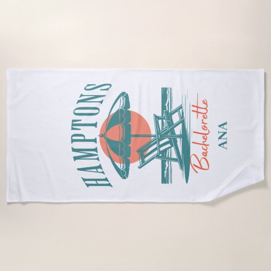 De Hamptons Bachelorette Sunset Retro Blauw Strandlaken (Voorkant)