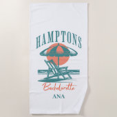 De Hamptons Bachelorette Sunset Retro Blauw Strandlaken (Voorkant)