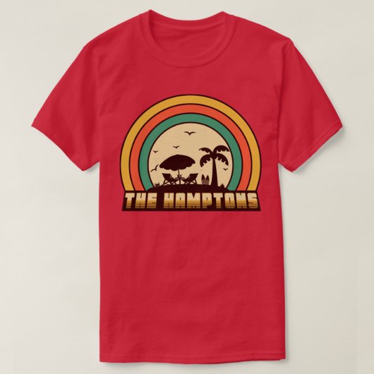 De Hamptons Beach Retro Sunset Style T-shirt (Design voorkant)
