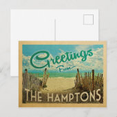 De Hamptons Beach Vintage Travel Briefkaart (Voorkant / Achterkant)