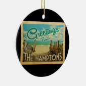 De Hamptons Beach Vintage Travel Keramisch Ornament (Rechts)